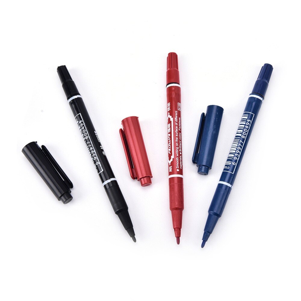 3 colores prácticos rotuladores de doble mano rotuladores de tinta impermeable portátil de color fino
