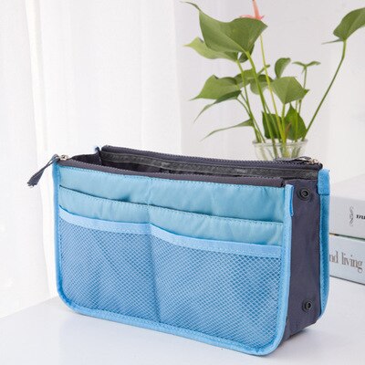 UOSC Organizer Bag Women Nylon Travel Insert Organizer Handbag Purse Large Liner Lady Makeup Cosmetic Bag Female Tote: Skyblue