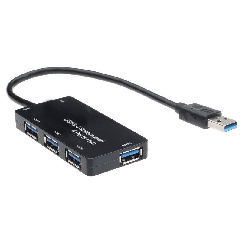Powered USB 3.0 4-Port SuperSpeed Compact Hub Adapter For PC Laptop Mac Ultra slim structure USB Hubs#T2: Black