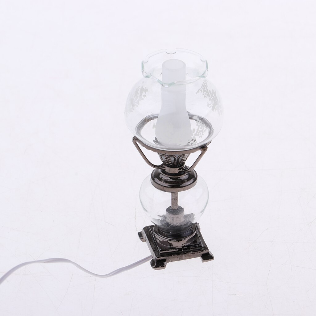 1/12 Dollhouse Mini Double Head Light Desk Lamp with Wire Indoor Home Decor