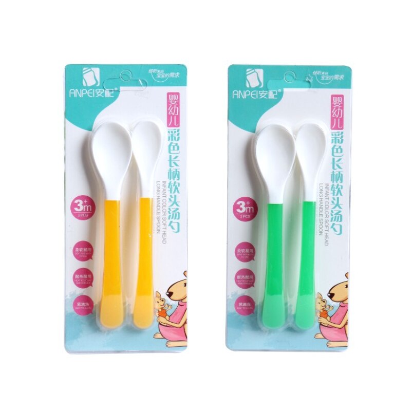 2 stuks baby zachte lepel 2 kleuren baby zachte lepel lepel voedingslepel groep baby zachte lepel servies eten training