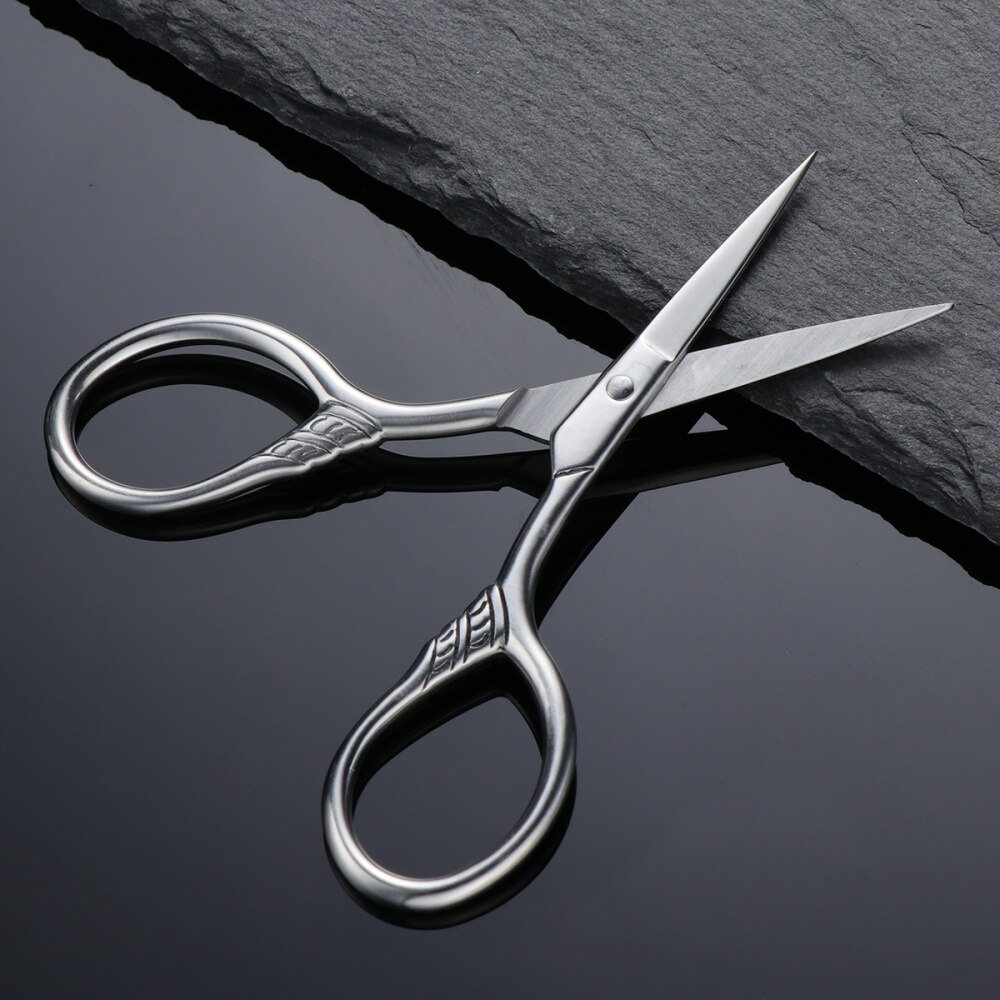 Stainless Steel Mustache Trimming Shear Men Beard Scissors for Facial Body Silver
