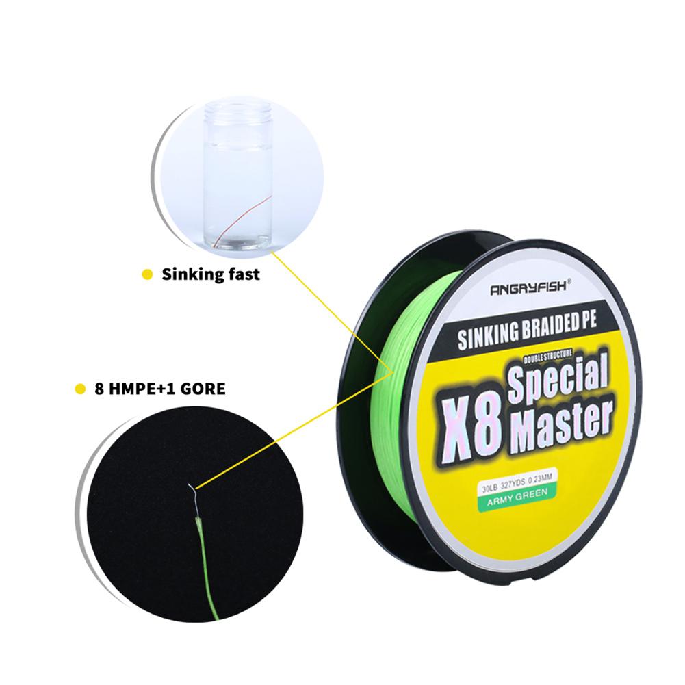 X8 300M Master Series 8 + 1 Fast Sinking Gevlochten Lijn Dubbele Structre Slip Gevlochten Pe 20-80LB