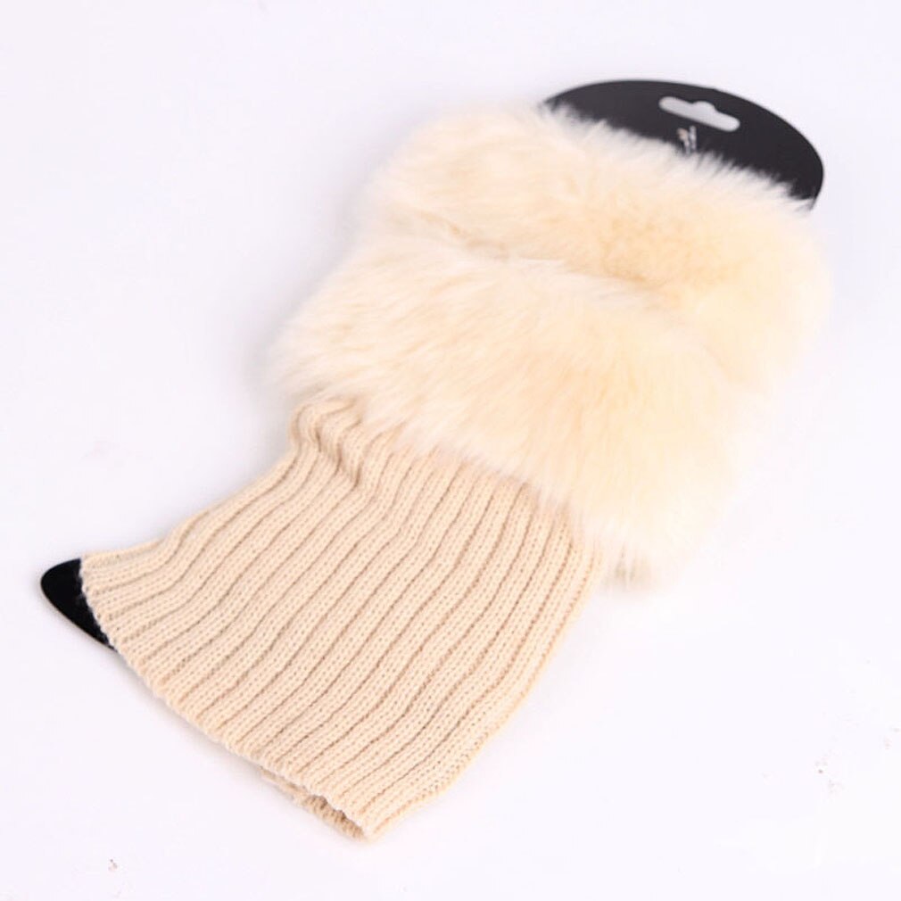 Gebreide winterlaarzen voor dames, gebreide laarsjes met bont, sokken, beenwarmers, warme sokken voor laarzen met bont, beenwarmers 20 cm: D