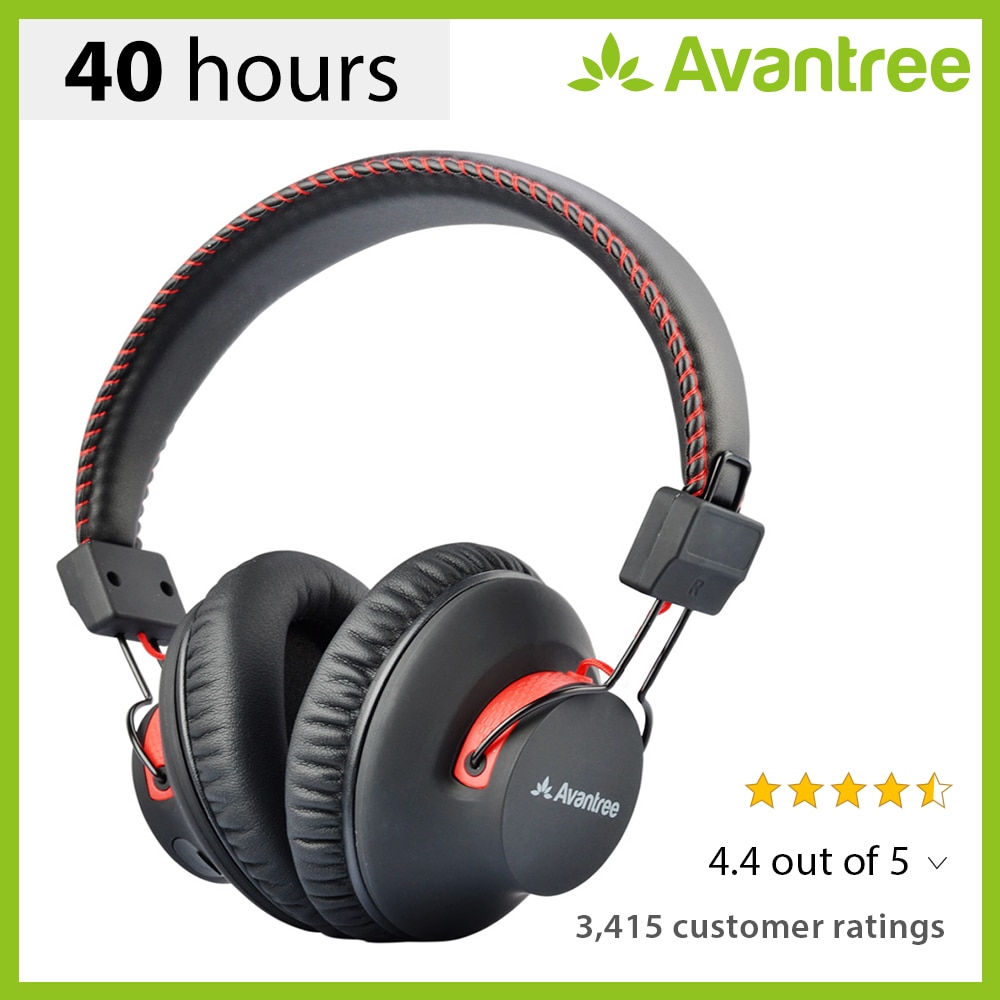 Avantree 40 hr Wireless Wired Bluetooth Over Ear Headphones with Mic,aptX HiFi Headset,Extra Comfortable and Lightweight