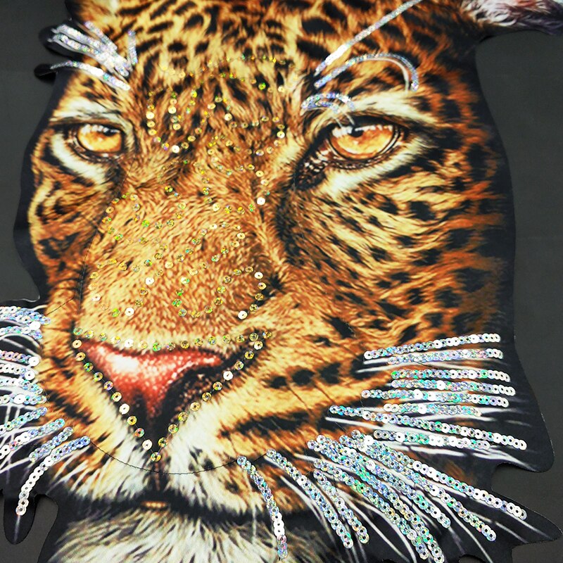 1 Pieces Sequin Gedrukt Grote Tijger Hoofd Doek Naaien Voor Kleding Patch Diy T-shirt Jas Denim Jas Decoratie Sticker