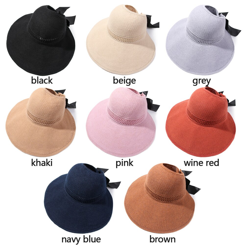 Cappello da spiaggia pieghevole portatile 2021 nuovo cappello da sole a tesa larga Bowknot visiera Casual estiva con cappuccio in paglia per cappello da donna con secchiello