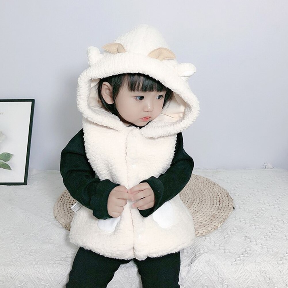 Leuke Warm Hooded Uitloper Mouwloze Knop Zachte Baby Vest Herfst Winter Comfortabele Meisjes Jongens Baby Peuter Mode