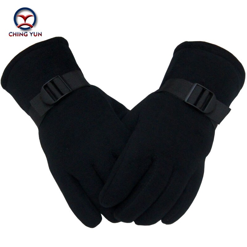 men gloves winter polar fleece black thick cotton mittens outdoor activities soft warm adjustable wrist fleece liningArm sleeve