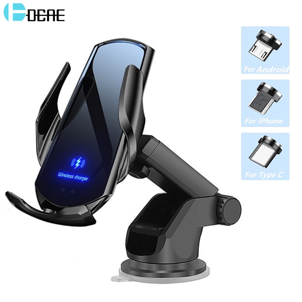 Automatische Montieren 15W Qi Auto Drahtlose Ladegerät für iPhone 12 11 XS XR X 8 Samsung S21 S20 Magnetische USB Schnelle Ladung Telefon Halfter