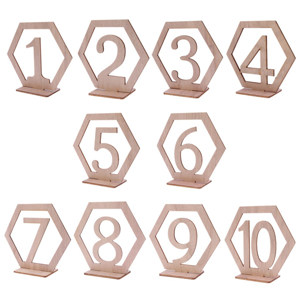 20 piezas 1-20 asiento número de madera hexagonal asiento número boda Número de madera para mesa s decoración hueco-Número de madera para mesa decoración f