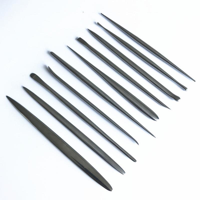 10 Pcs / 1 Set Black Metal Silver Clay DIY Accessories Dough Decoration Carving Pottery Ceramic Polymer Sculpting Tools Needle: Silver
