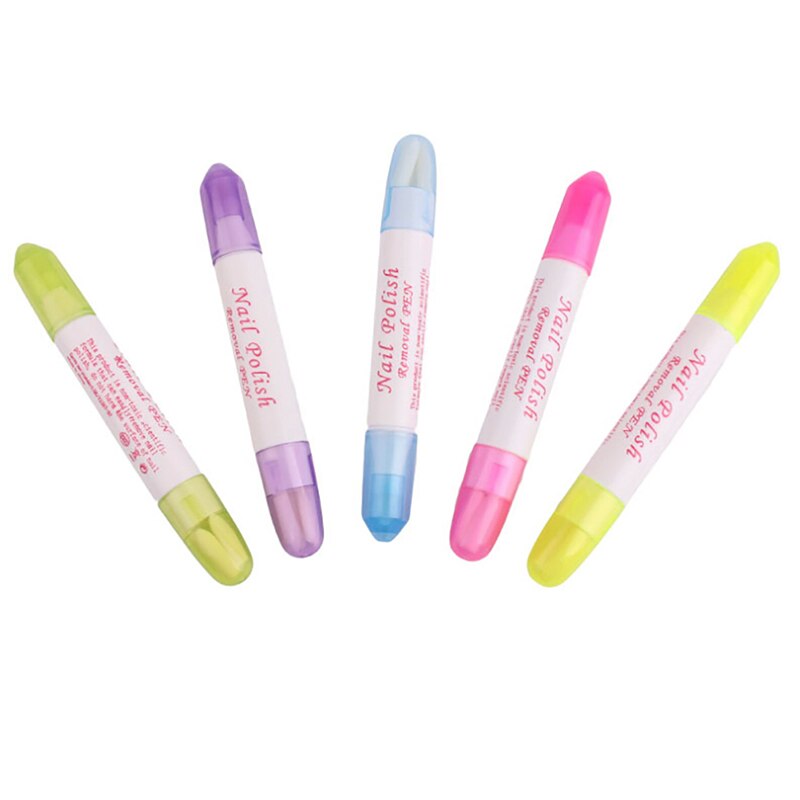 5 pcs nail art polish remover cleaner corrector pen replaceable brushes 15 tips
