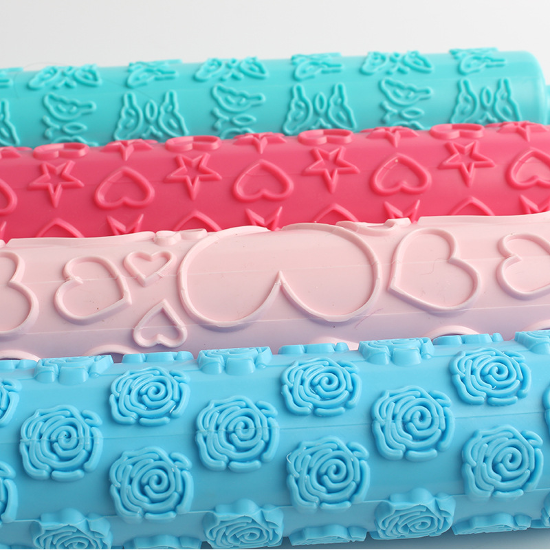 1 Pcs Pastic Non-stick Fondant Rolling Pin Embossing Cake Deeg Roller Decorating Cake Roller Ambachten Diy Bakken Keuken gereedschap