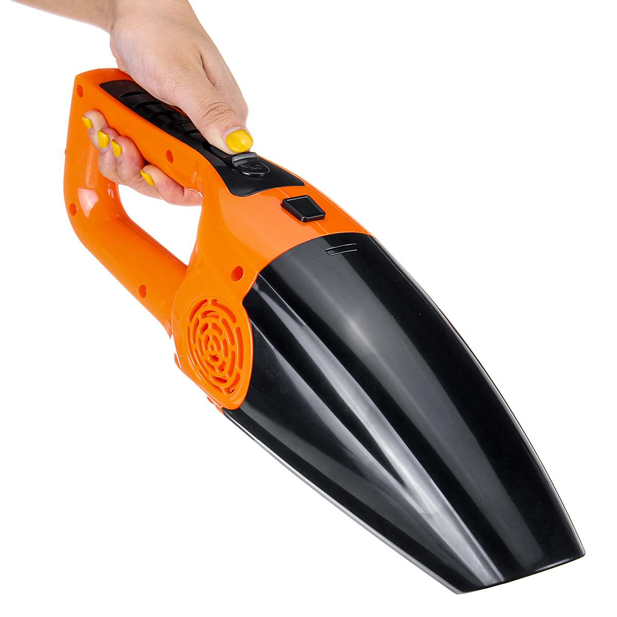 Aspiradora de polvo ciclónico de Casa de coche portátil de Audew 120W 12V de mano de uso húmedo de polvo de doble filtración desmontable: Black with Orange