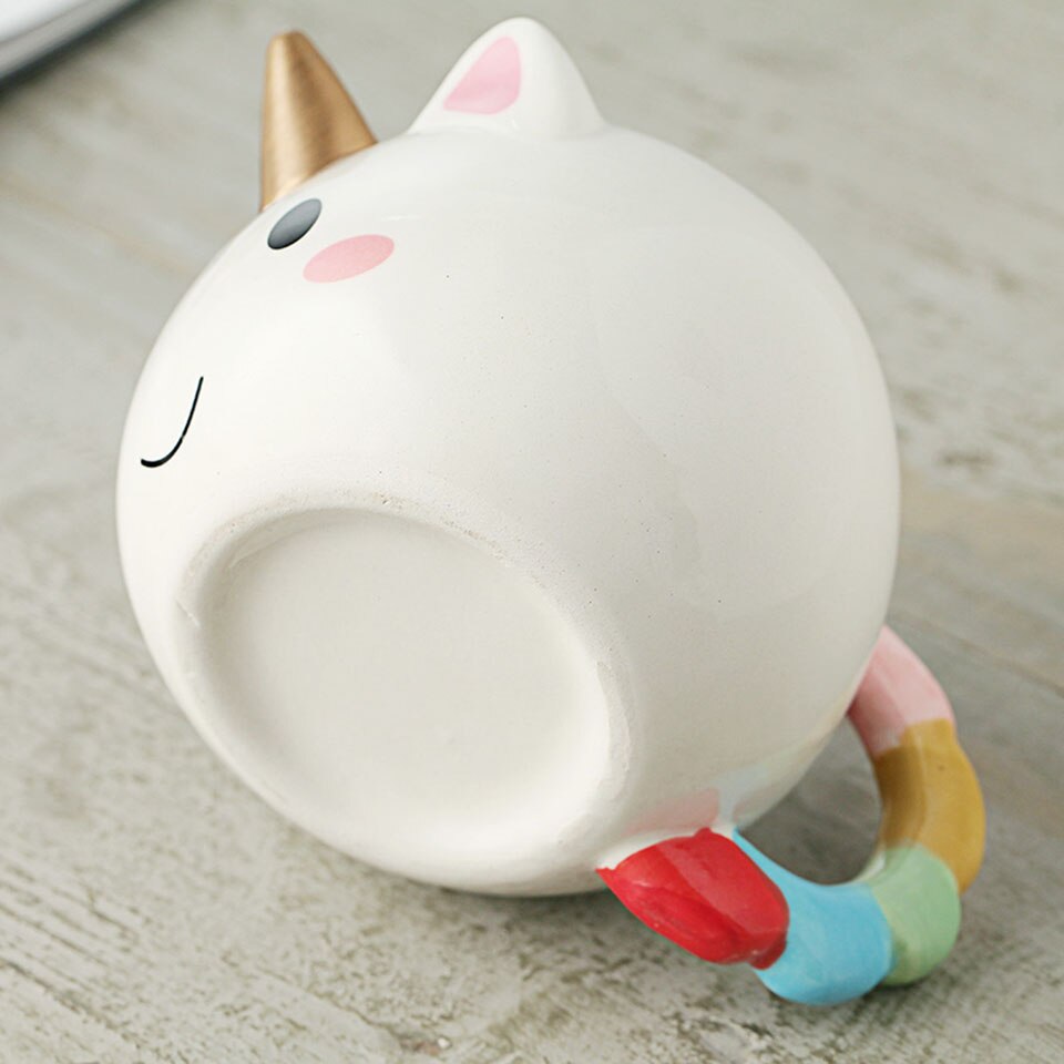 Tasse licorne arc-en-ciel, tasse licorne 3D, tasse à café en céramique, or stéréo, mignon, 300ml