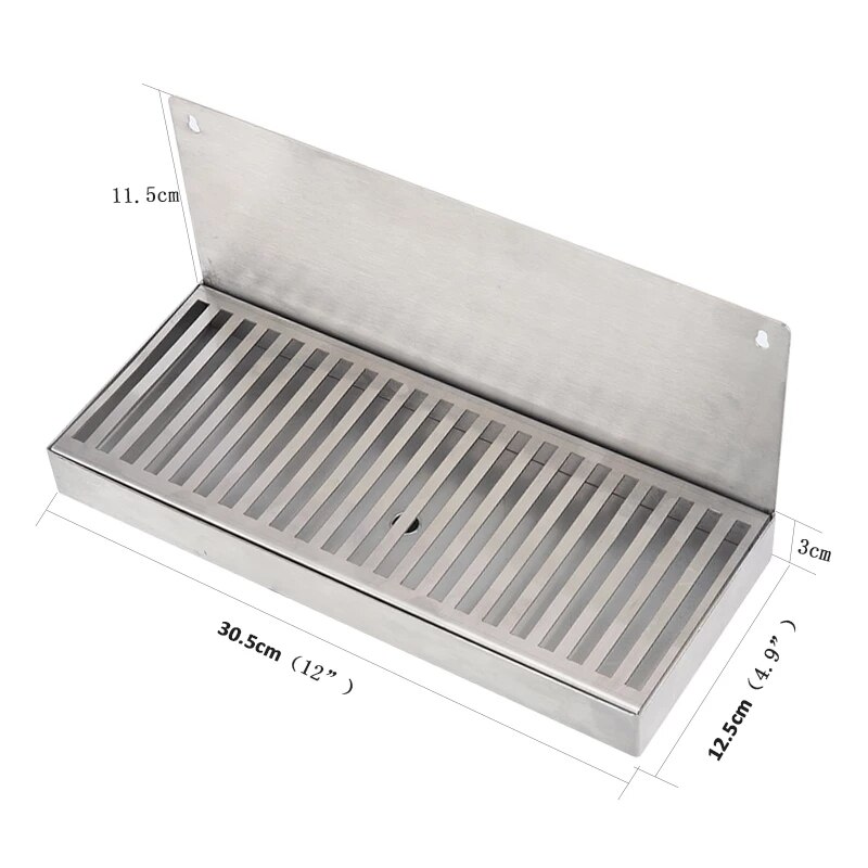 Kegerator Beer Drip Tray,Stainless Steel Wall Mounted Drip Tray with Drain Hole Craft Beer Beverage Dispenser Homebrew Bar Tool