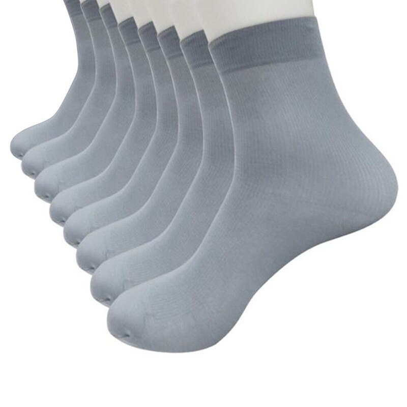8 Pairs Bamboe Hocok Fiber Sokken Ultra-Dunne Elastische Silky Korte Silk Mannen Sokken Populaire Ademende Soxs Meias Elastische sokken: gray
