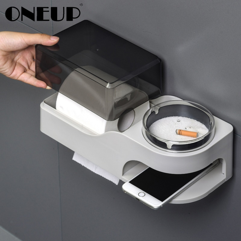 Oneup Badkamer Tissue Doos Draagbare Toiletrolhouder Met Asbak Voor Wc Badkamer Accessoires Waterdichte Toiletrolhouder