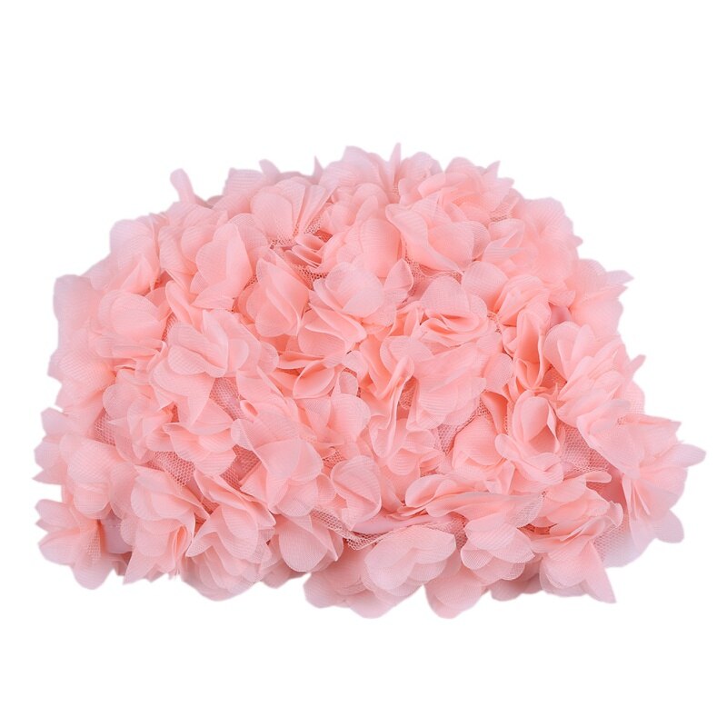 Women Three dimensional flower petals ladies swimming cap Vintage Floral Swimming Hat Flower Female Bathing Cap: P