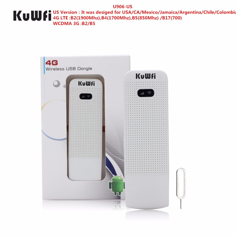 KuWFi 4G LTE Modem 3G/4G USB Dongle Mini Pocket Mobile Wifi Hotspots Unlocked Travel Car-Wifi Router With Sim Card Slot: U906-US