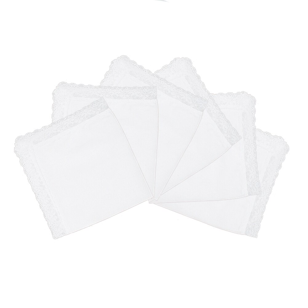 Kant Witte Vierkante Nuttig Zakdoek Voor Vrouw Man Classic Gentleman Stijl Katoenen Zakdoek Vierkante Kant 26*25Cm 6 stks/set