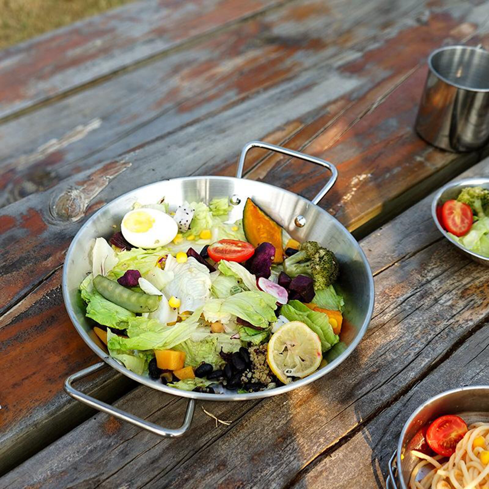 Stainless Steel 9' Round Cook Griddle Grill Pan Heavy Duty Outdoor BBQ Picnic Cookware