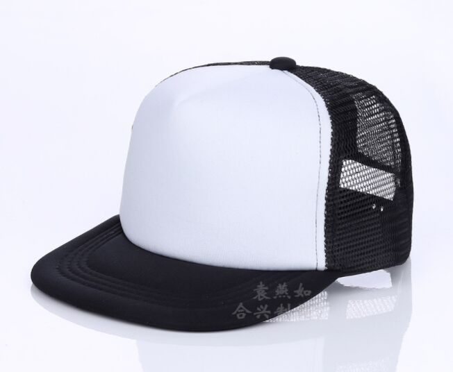 Kids Breathable DIY printing Logo Baseball Caps Snapbacks Flat Custom Logo Hats Trucker Caps Boy Girls Gorras For Team Child: black and white / DIY custom logo