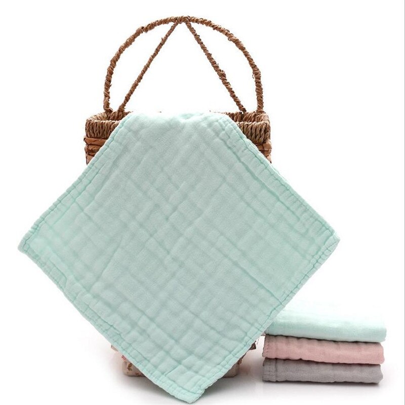 30*30cm seersucker tyg bomull baby ansikte handduk bubbel tyg saliv handdukar bebis matnings tyg baby haklappar rap handduk: Blå
