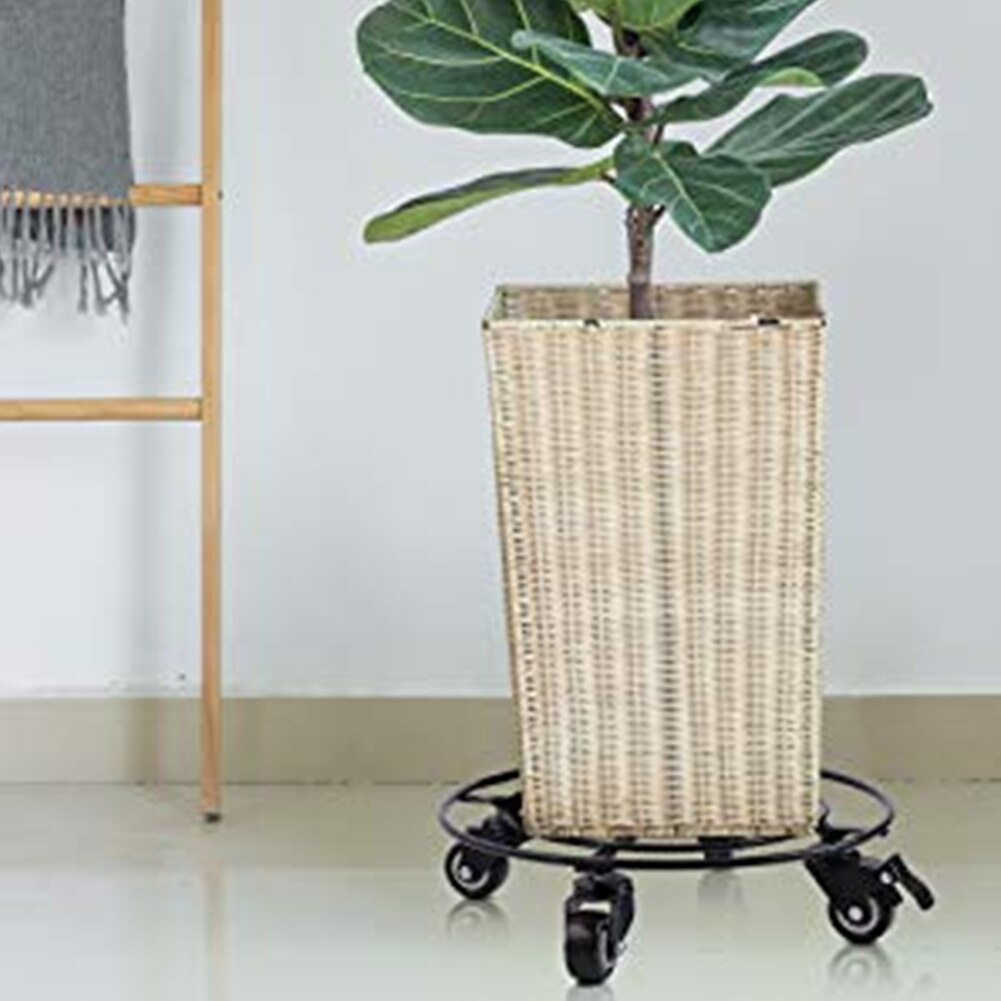 Plant Caddy Wheel Flower Pot Rack Iron Rolling Movable Plants Stand Flower Pot Mover Tray Coaster Planter Base For Garden