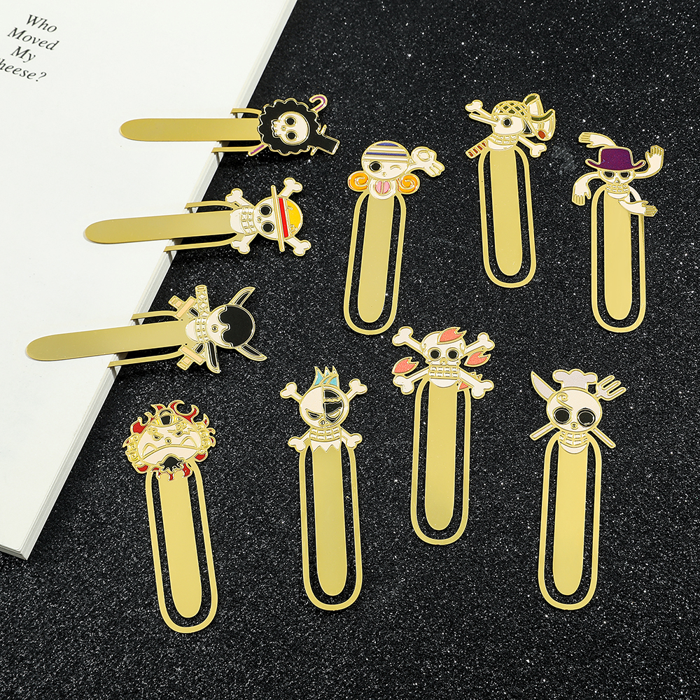 Marcapáginas de una pieza de Anime para mujeres, hombres y niños, fanáticos, libros creativos de Metal, colección de marcas, de decoración para amantes de los libros