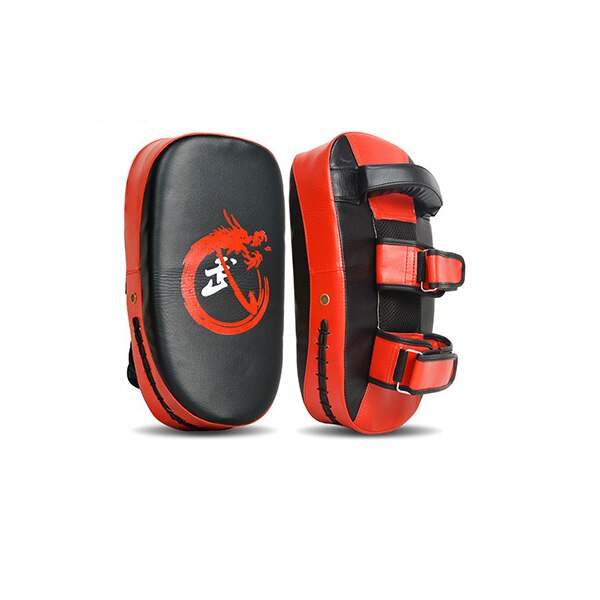 Thai boxing target Muay Thai Karate Sanda Punching Bag Curved foot target Boxing Fitness Hand Held Target Shooting Free Sparring: 1 pair red