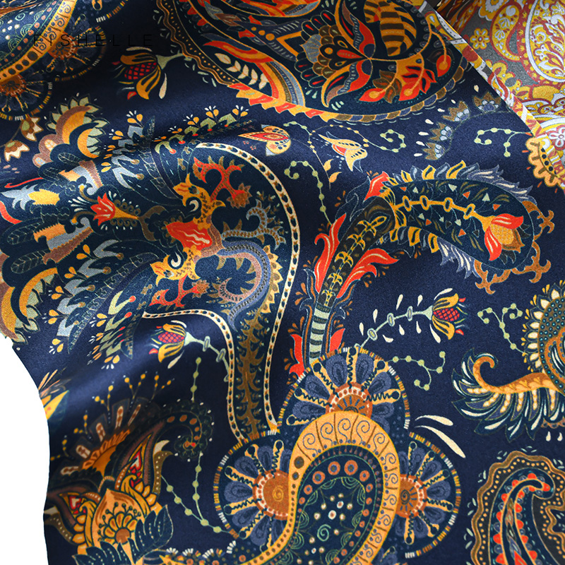 retrò blu Marina Militare anacardi donna sciarpe di seta strette su dovuto lati fazzoletto da collo in seta naturale fascia collo lungo sciarpa fascia per signora