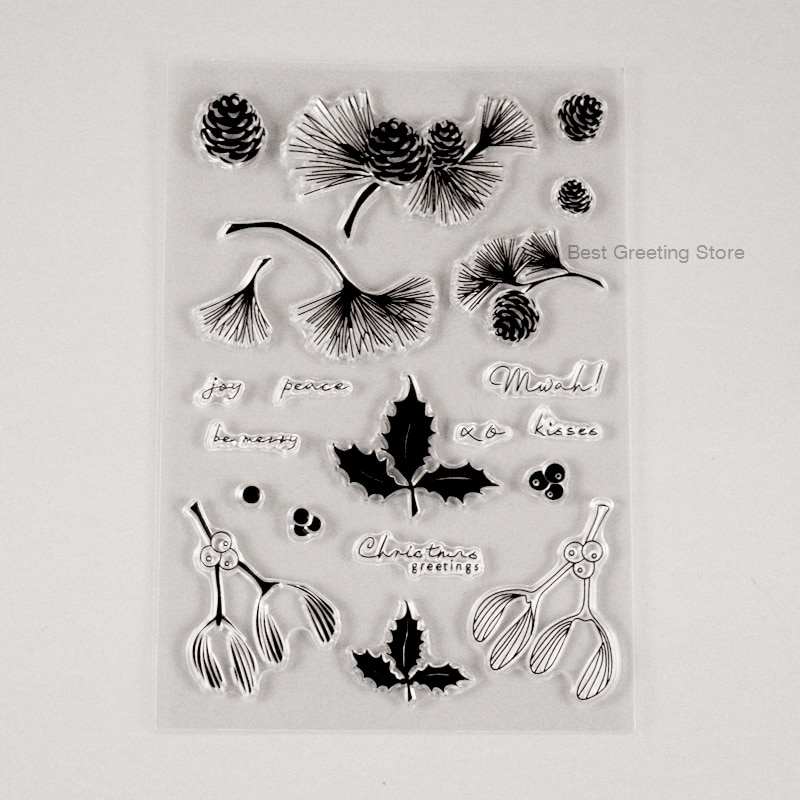 winter christmas plant clear stamps pine cone scrapbooking stamps papercraft decoration