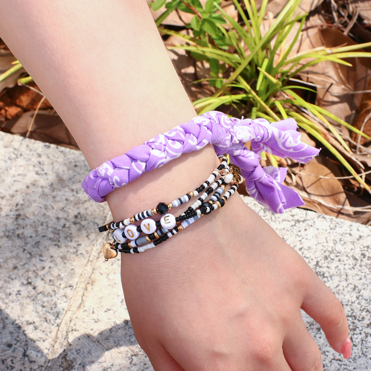 ALLYES – Bracelet Bandana tressé en tissu pour femmes, style bohème, tendance ethnique, noué, bijoux
