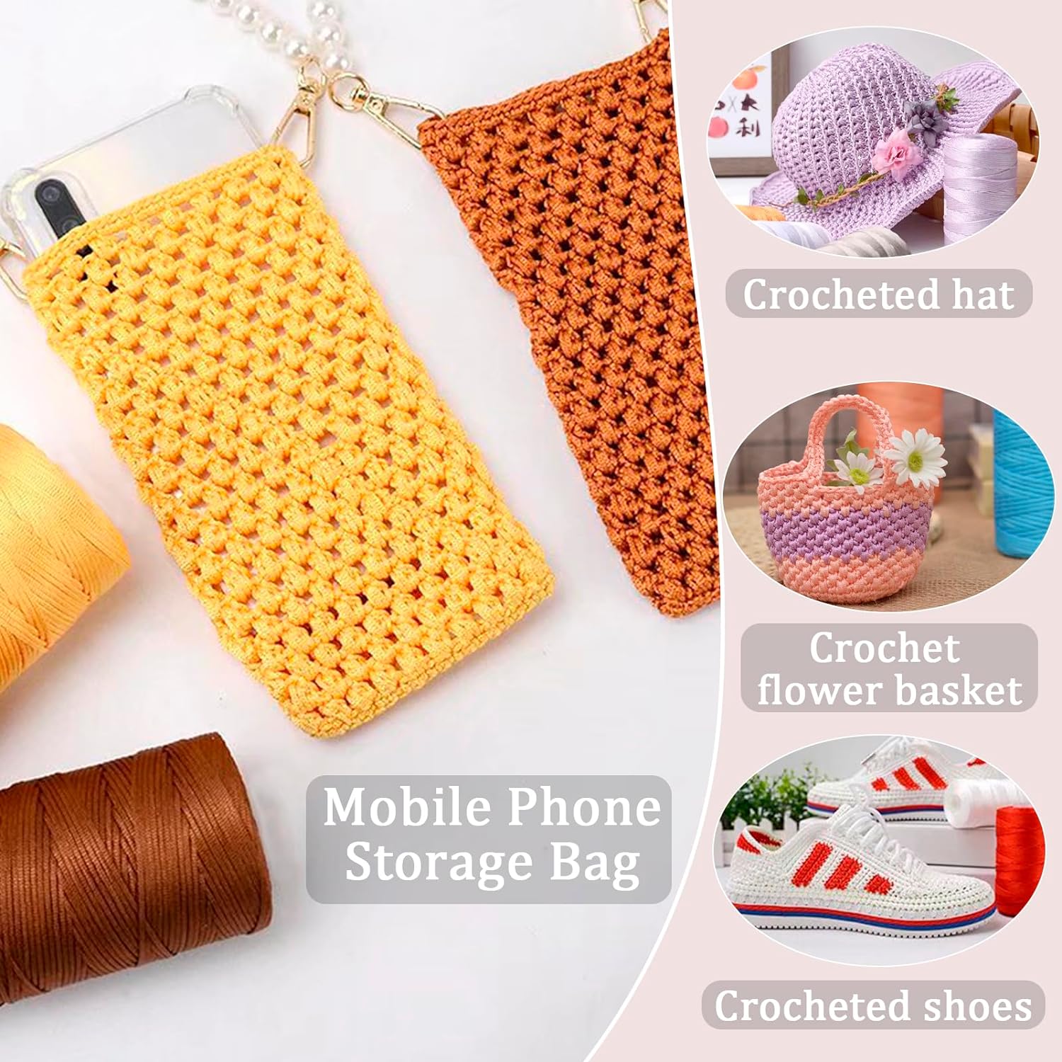 Summer Crochet Yarn DIY Craft Thread Ice Silk Art Yarn Cord 1.5mm200m Polypropylene Yarn for Hat Doll Sewing Bags Crocheting