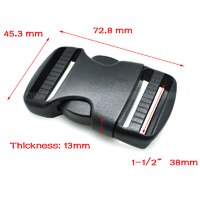 1 Stks/pak Plastic Gesp Kant Release Gesp Dual Verstelbare Gespen Hond Bandjes Pakket Accessoires Zwart: Webbing Size 38mm