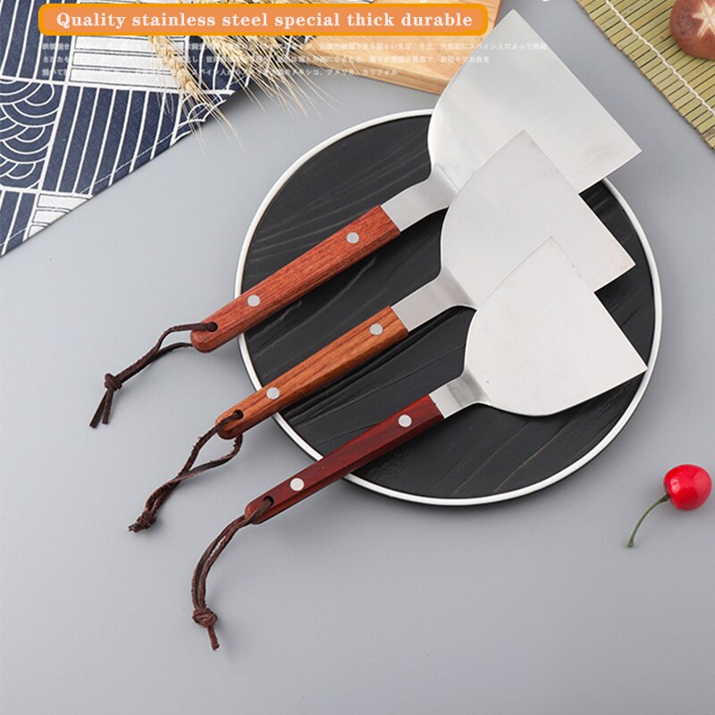 Goud Keukengerei Spatel Houten Handvat Barbecue Turner Rvs Pannenkoek Teppanyaki Hibachi Droge Pan Accessoires