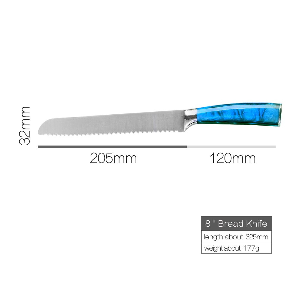 Xyj Japanse Chef Messen Rvs Keukenmessen Set Sharp Non-stick Uitbenen Cleaver Santoku Brood Snijden Messen Gereedschap: 8 inch Bread Knife