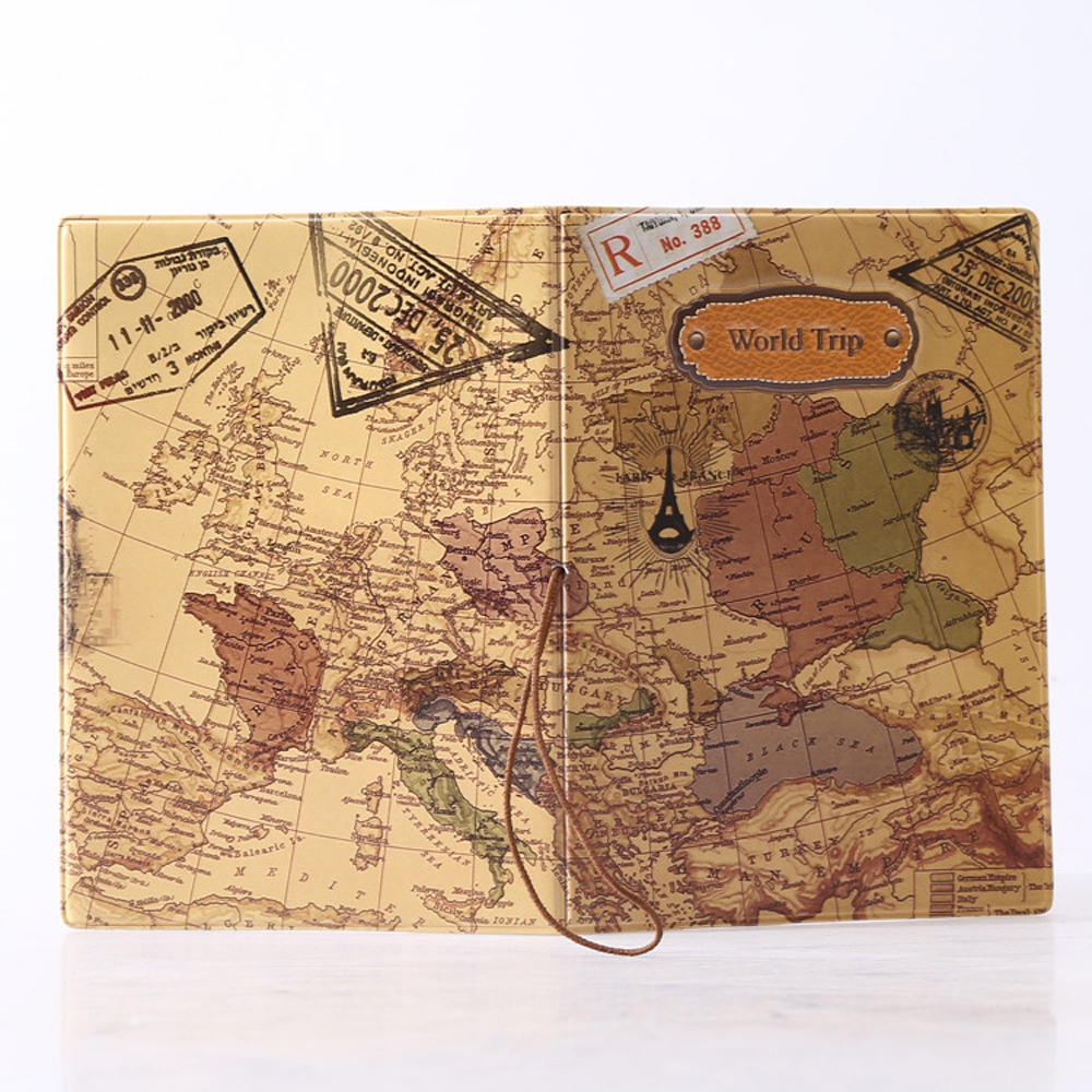 Travel Around The World Series Leather Passport Cover Men Women Travel Passport Holder Case Wallet ID Bank Card Holders