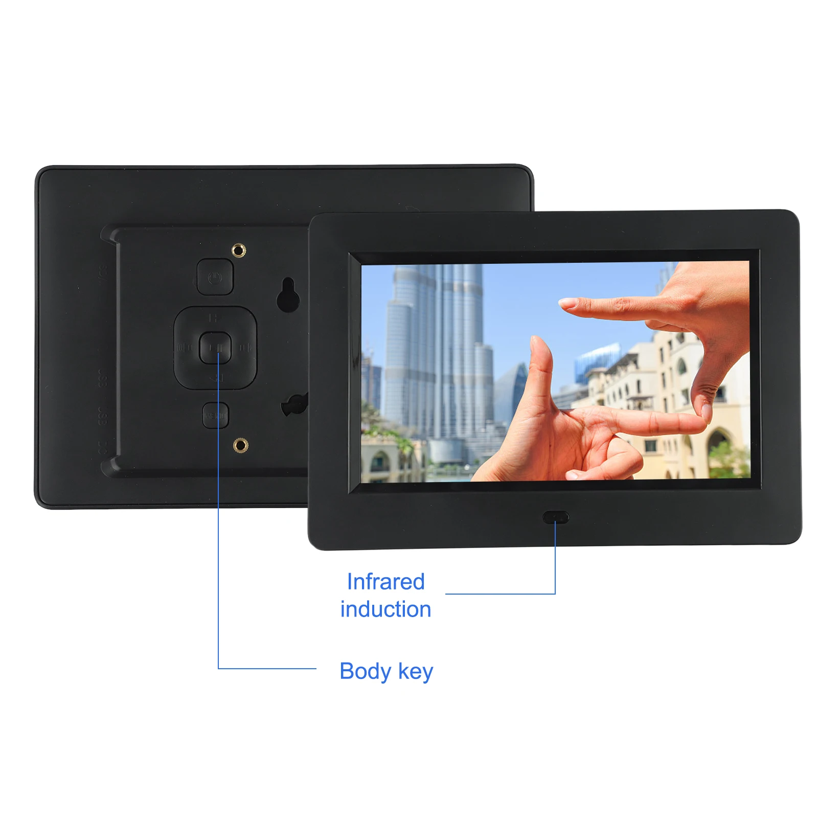 7 Inch Digital Picture Frame, HD IPS Displays Photo Frames with Remote Control,Using USB or SD to Play Photos/Videos/Music: AU Plug