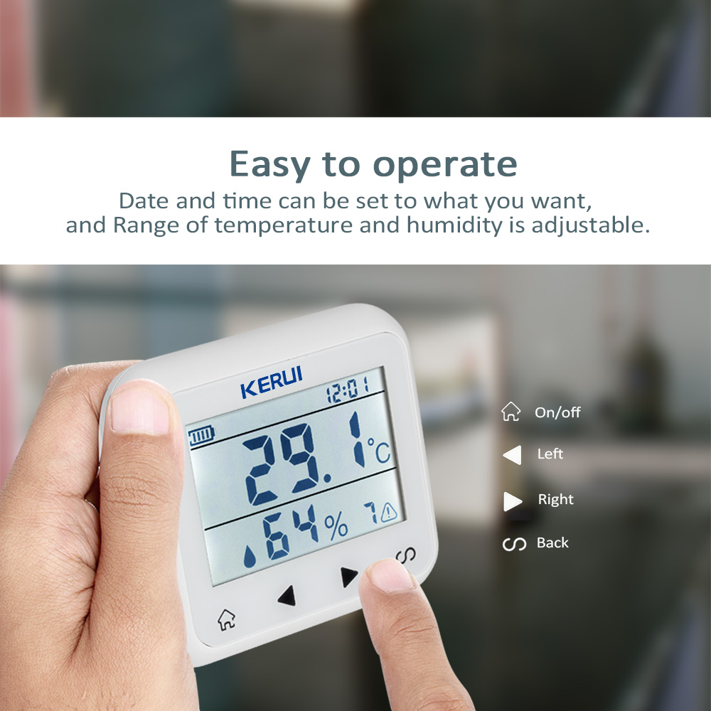 KERUI TD32 LED Display Adjustable Temperature And Humidity Alarm Sensor Detector Alarm Protect the personal and property