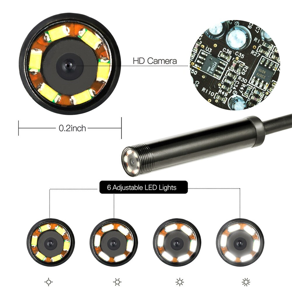 7mm 2 IN 1 USB Endoscopio 480P HD Snake Tube e Android boroscopio USB Endoscopio ispezione microcamera per PC Smart Phone