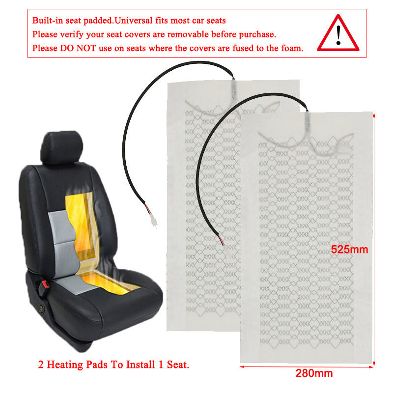 Auto Stoelverwarming Universele 12V Carbon Fiber Warmte Pads 3 Niveaus Dual Vierkante Schakelaar Met Harnas Als Winter warmer Cover