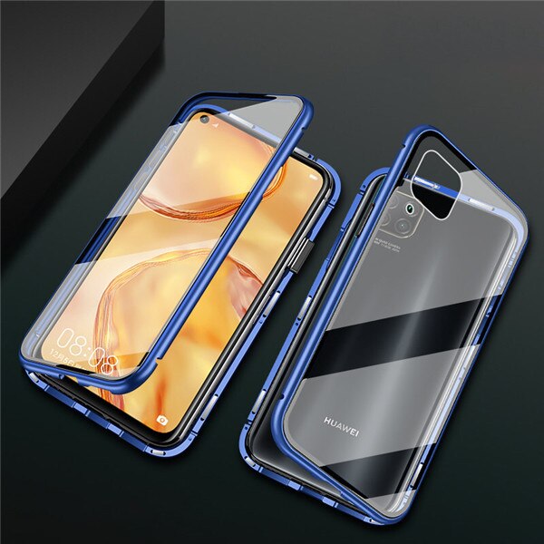 Voor Huawei P40 Lite P 40 Lite Licht P40Lite Case 360 Magnetische Metalen Voor Huawei Nova 7i 6 Se Dubbele dubbelzijdige Gehard Glas Case: for Huawei Nova 7i / 2