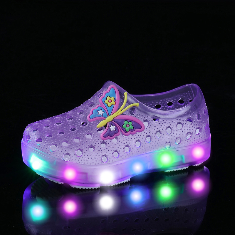 estilo, sandalias deportivas de playa para niños y niñas, zapatos de verano para niños con luz LED, sandalias con agujeros, zapatillas de deporte de de para niños en 4 colores