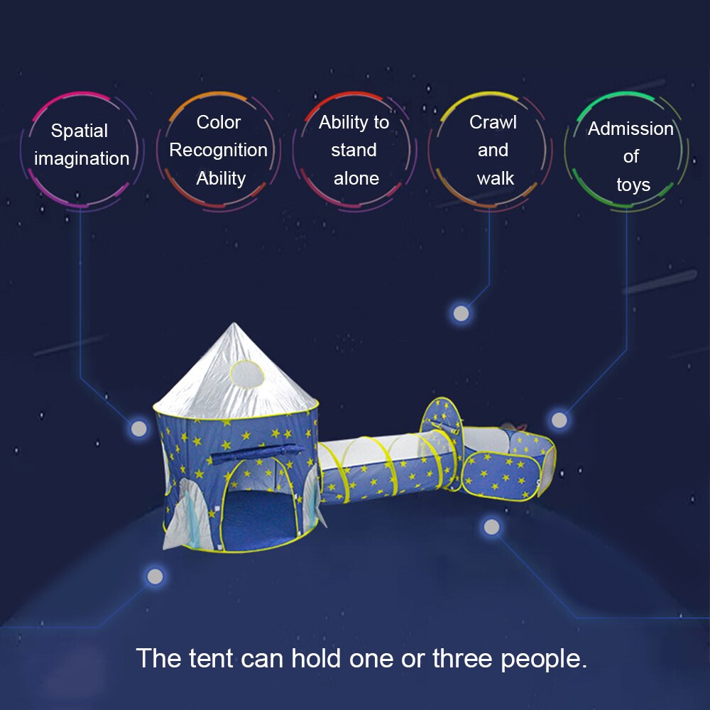 Folding 3 In 1 Spaceship Children&#39;s Tent Tipi Dry Pool Ball Box Rocket Ship Wigwam Tent For Kids Children&#39;s House Ball Pit Tipi