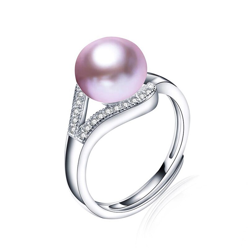 Slovmi Parel Sieraden Zilveren Natuurlijke Zoetwater Wit Paars Geel Kleuren Parel Vrouwen Ring Wedding Party Accessoires: Purple