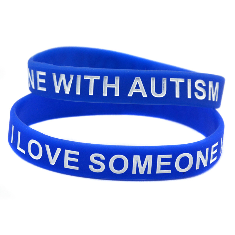 Obh 1pc ich liebe jemanden mit autismus silikonarmband blau