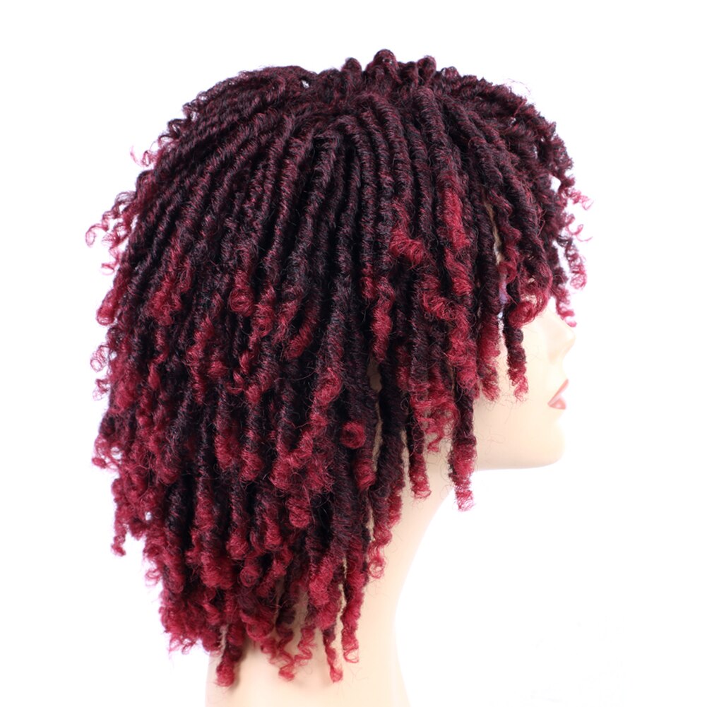 Qp Haar Dreadlock Perücke Geflochtene Twist Schwarz Braun Kurze Lockige Hitze Beständig Faser Synthetische Täglichen Party Dreadlocks Wigig